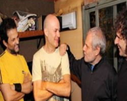 Camarines de Mr Jones con JAF, Claudio Gabis y Beto Topini